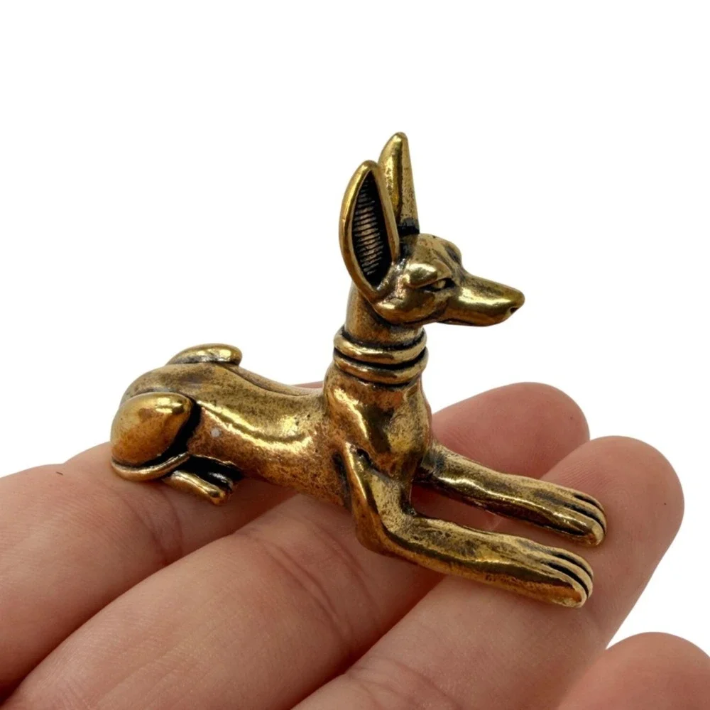 Brass Anubis Figurine Egyptian Jackal God Statue Ancient Egypt Altar Decor